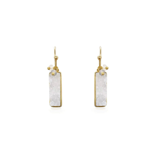 Pebble Bay White Drussy And Gem Bead Earrings by Clarissas Boutique London