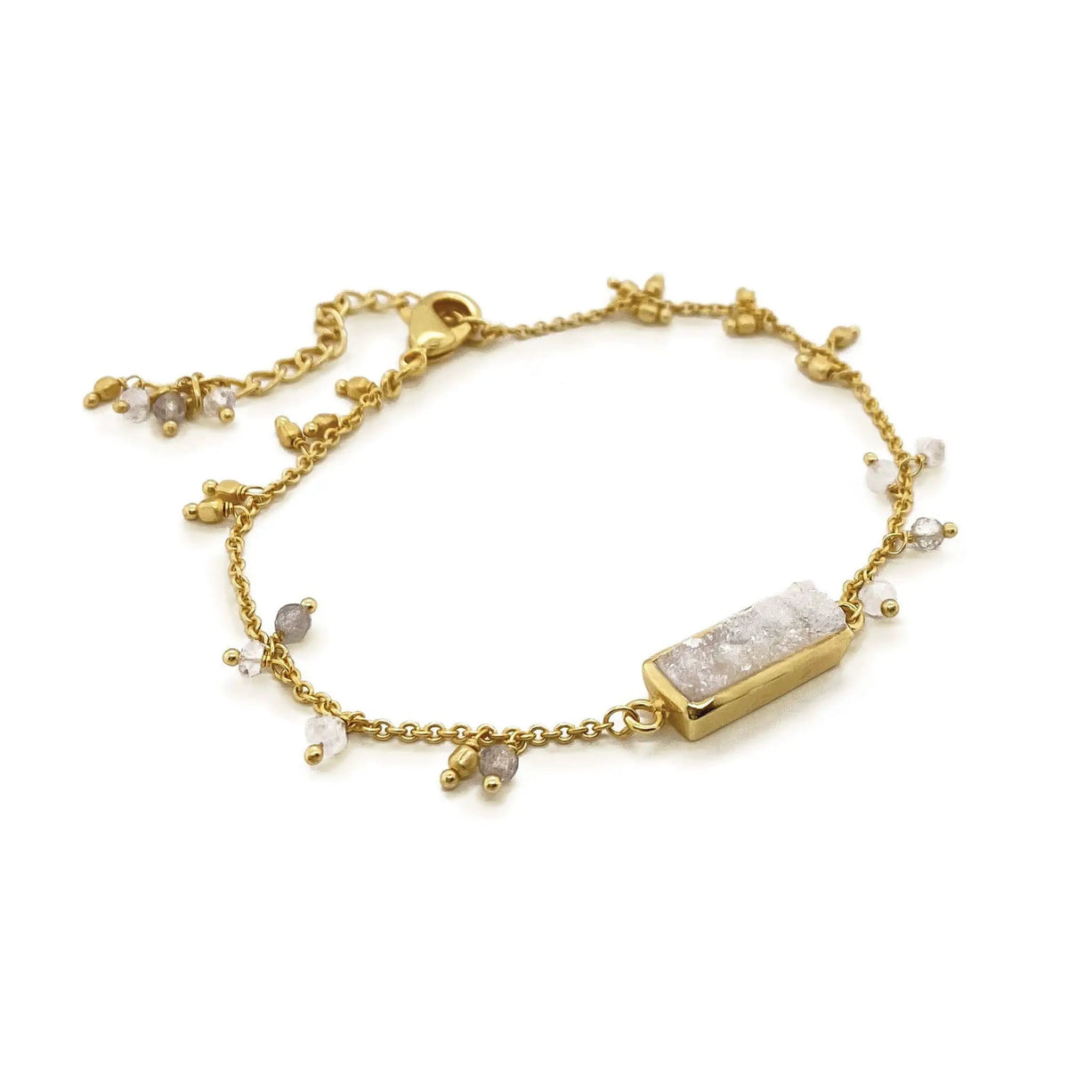 Pebble Bay White Druzy And Gem Bead Bracelet by Clarissas Boutique