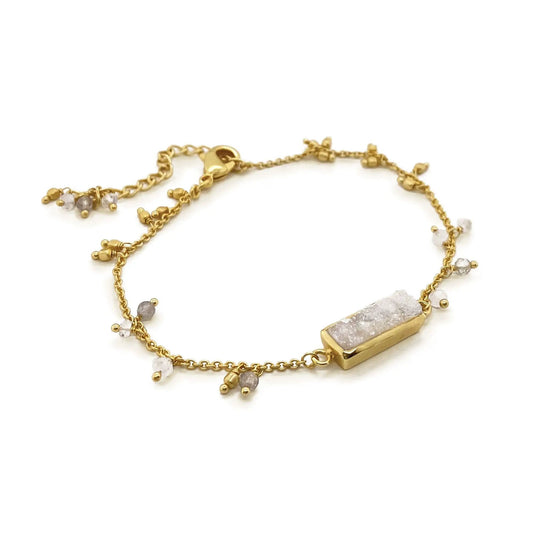 Pebble Bay White Druzy And Gem Bead Bracelet by Clarissas Boutique