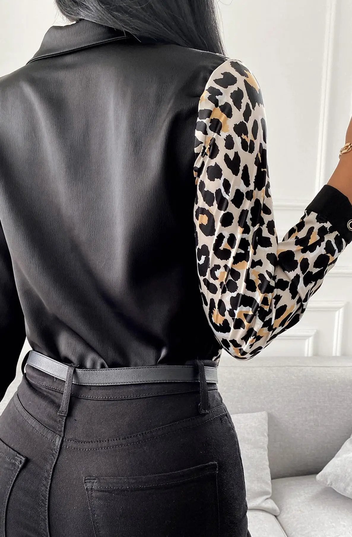 Percie Contrast Animal Printed Shirt Top by Clarissas Boutique London