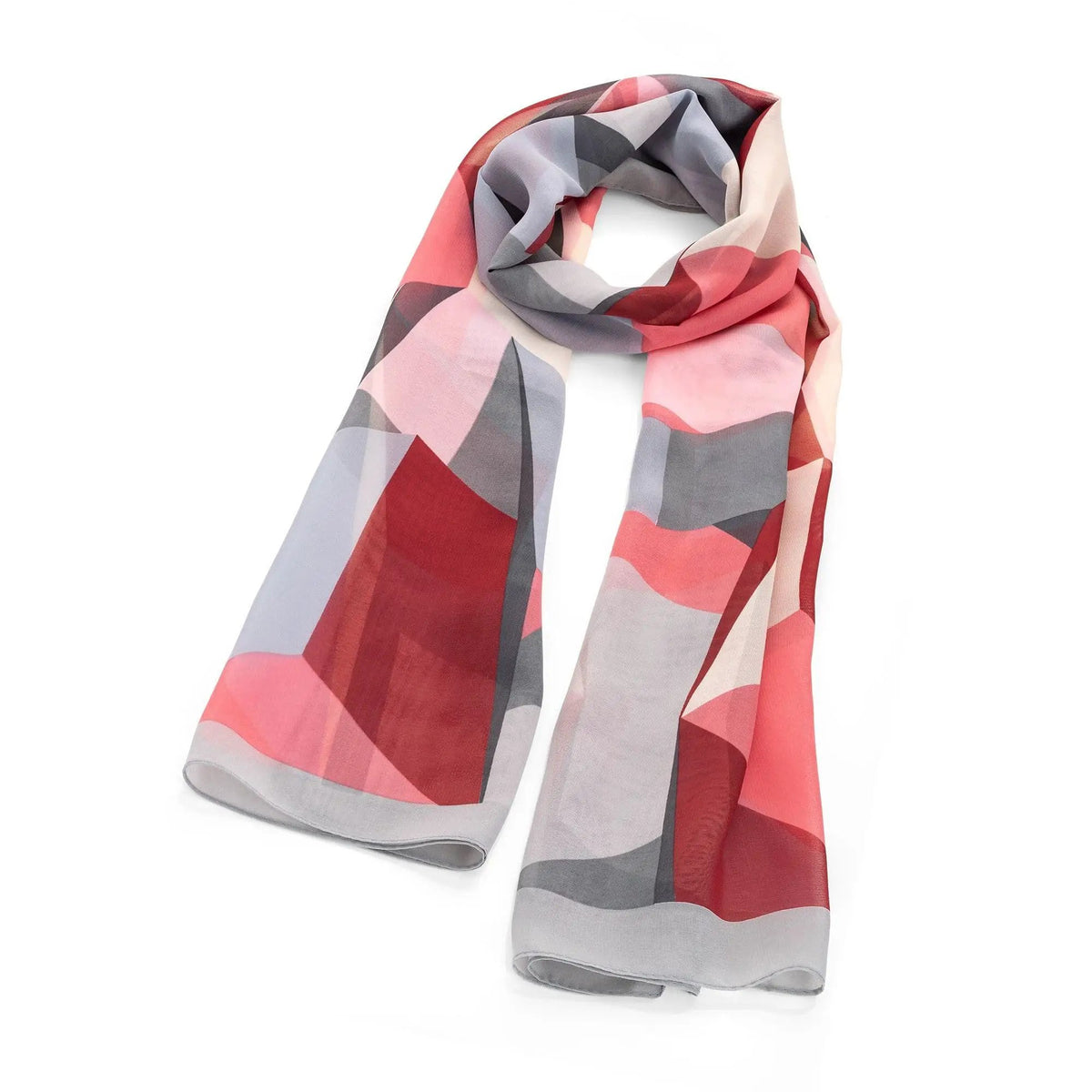 Pink and grey tone abstract design scarf. SC32641 by Clarissas Boutique