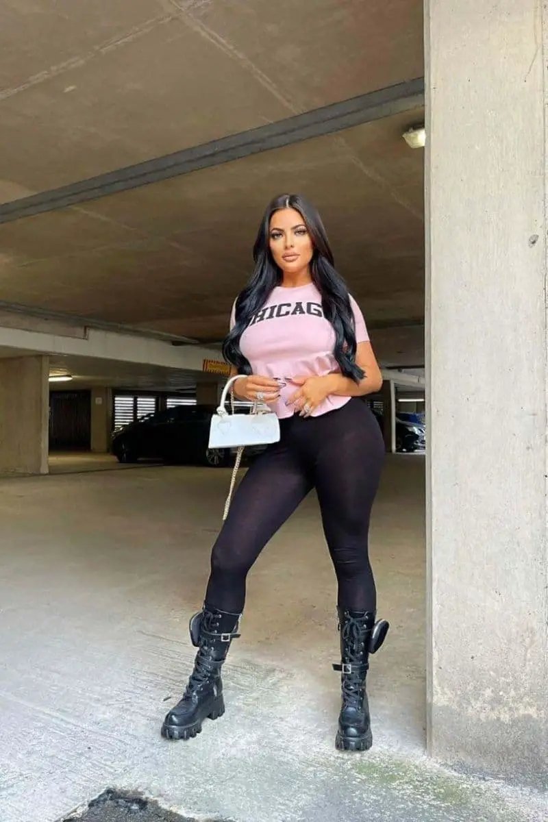 Pink Chicago Slogan Fitted T-Shirt by Clarissas Boutique London