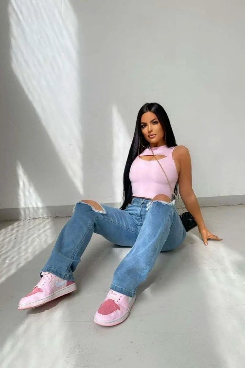 Pink Cut Out Front Sleeveless Crop Top by Clarissas Boutique London