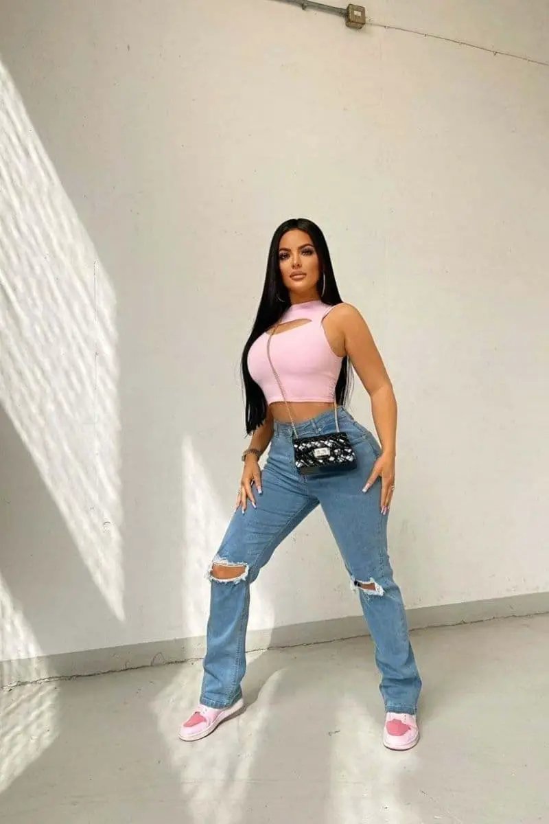 Pink Cut Out Front Sleeveless Crop Top by Clarissas Boutique London