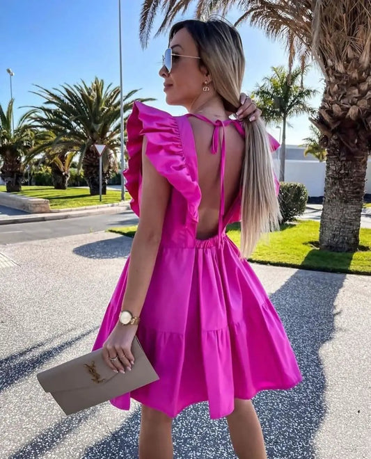 Pink Dubai Dreams Open Back Boho Dress by Clarissas Boutique London