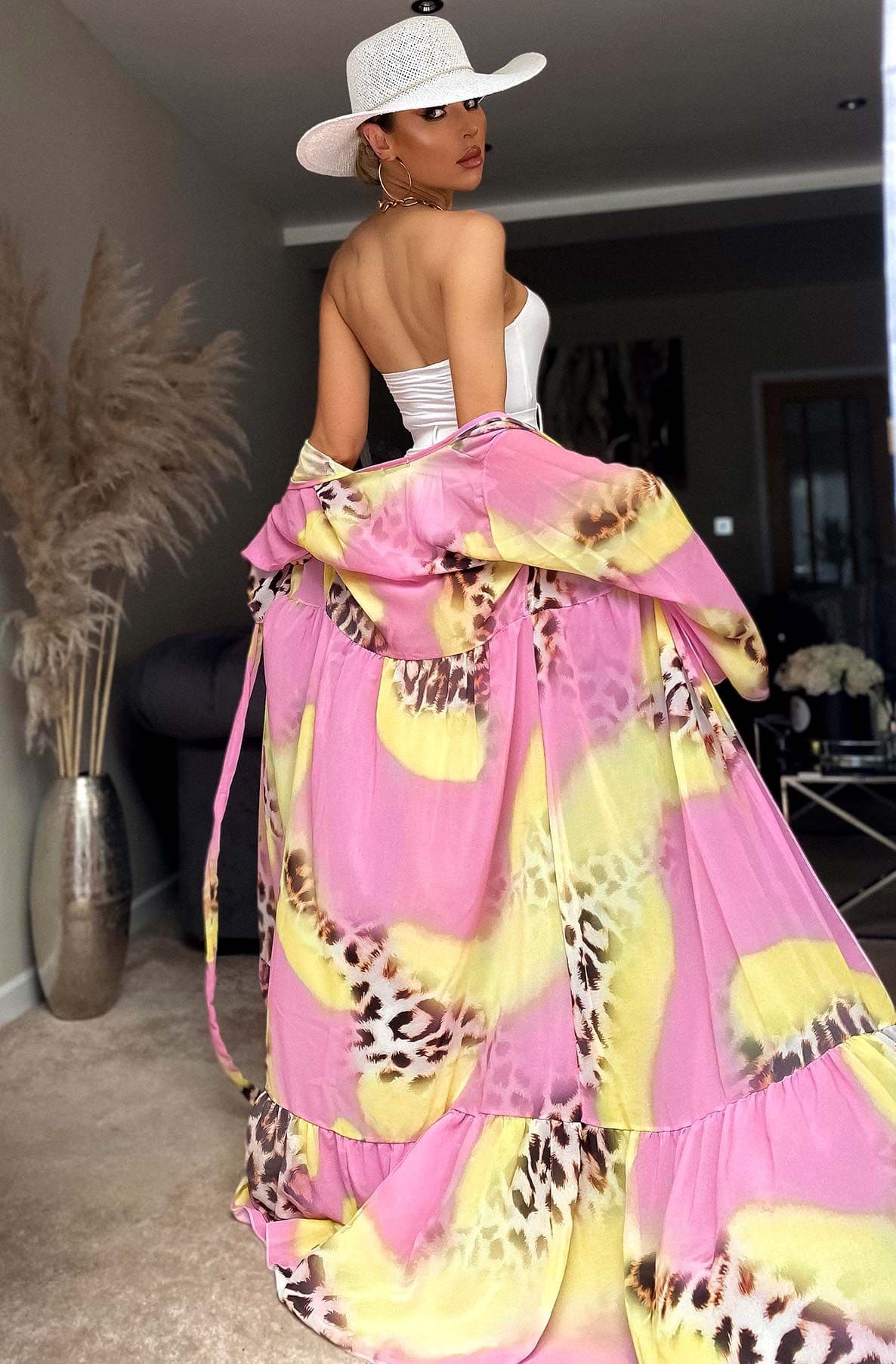Pink Ivanna Beach Cover Up Maxi Wrap Dress by Clarissas Boutique London