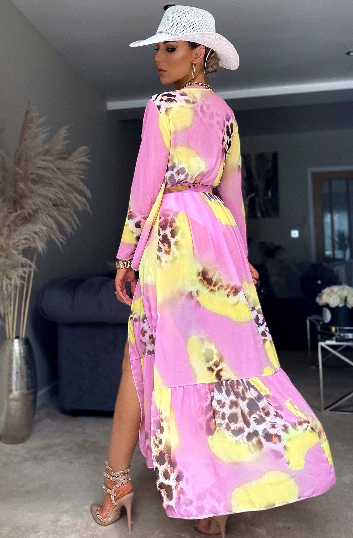 Pink Ivanna Beach Cover Up Maxi Wrap Dress by Clarissas Boutique London