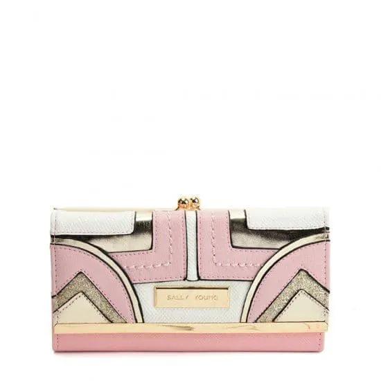 PinK Long Wallet With Colour Collision Splicing Design by Clarissas Boutique