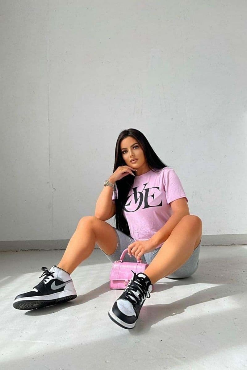 Pink Love Slogan Print T Shirt by Clarissas Boutique London