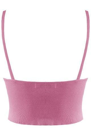 Pink Ribbed Knit Strappy Crop Top by Clarissas Boutique London