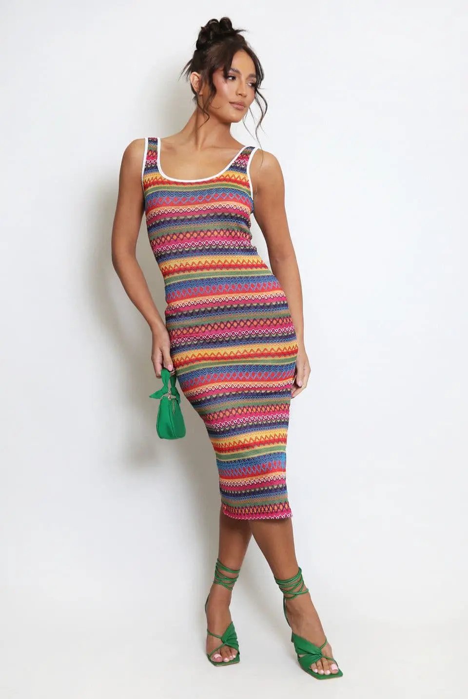 Printed Side Slit Midi Dress by Clarissas Boutique London