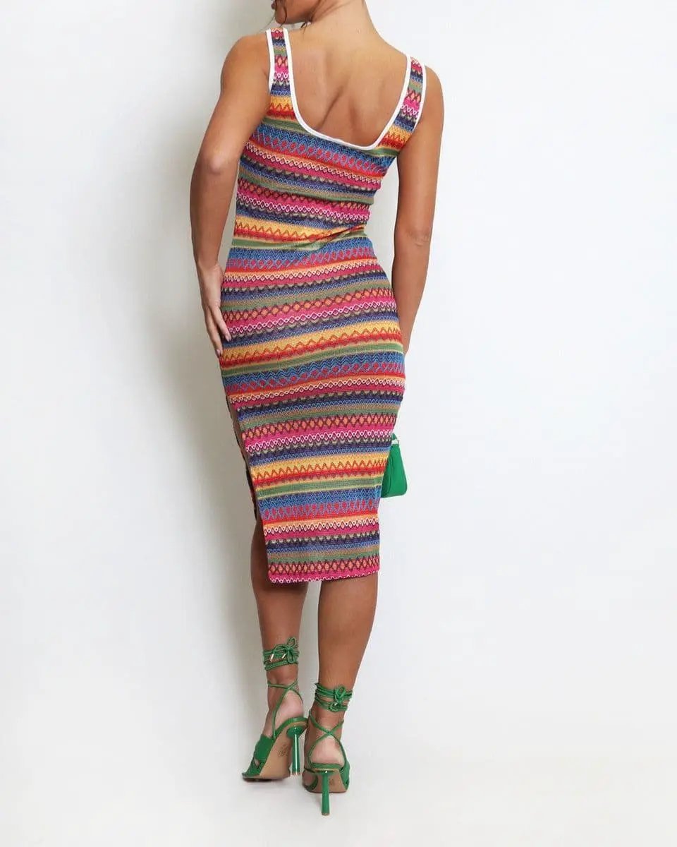 Printed Side Slit Midi Dress by Clarissas Boutique London