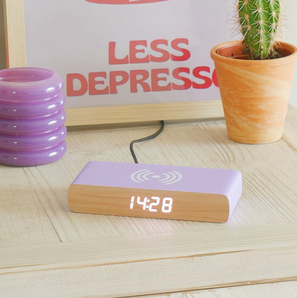 Rise Alarm Clock Charger In Purple by Steepletone