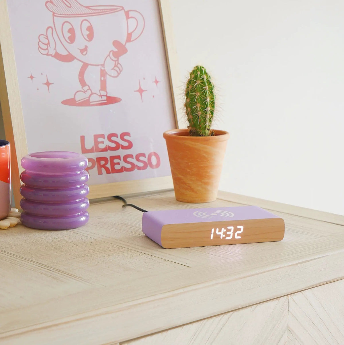 Rise Alarm Clock Charger In Purple by Steepletone