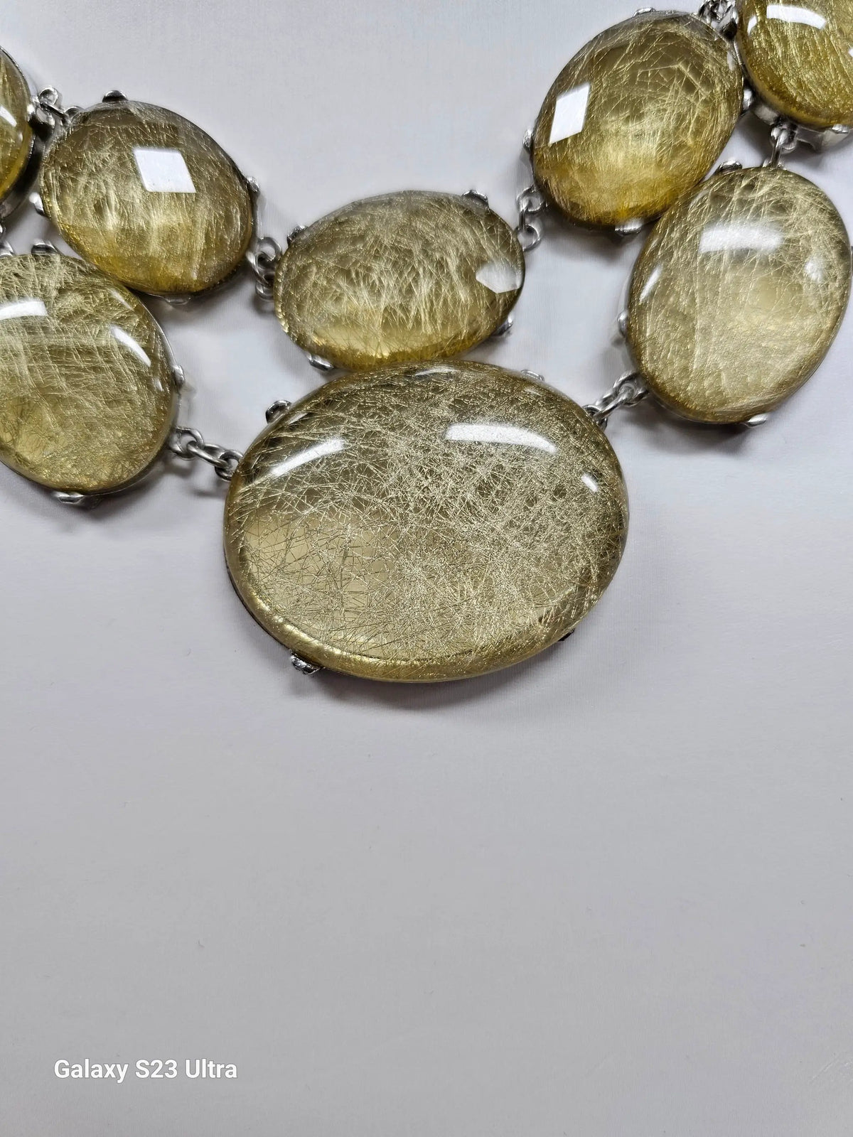 Gold Rutilated Quartz Statement Necklace by Clarissas Boutique London