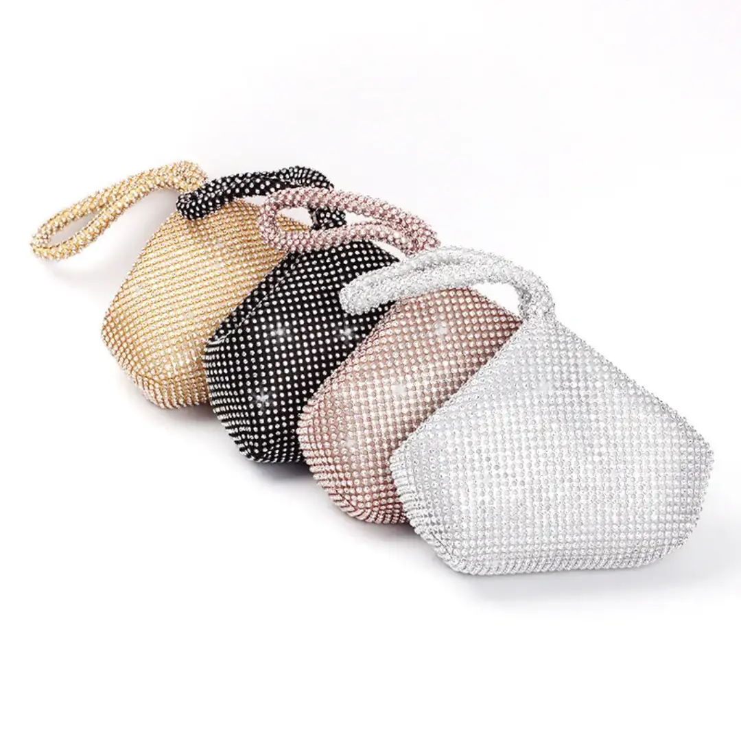 Rose Gold Rhinestone Evening Clutch Glamorous Crystal Embellished Handbag For Special Occasions by Clarissas Boutique London