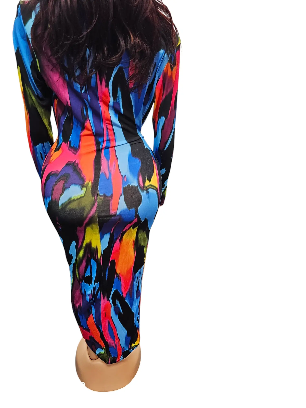 Bold & Beautiful Vibrant Padded Long Sleeve Ruched Wrap Midi Dress by Clarissas Boutique London