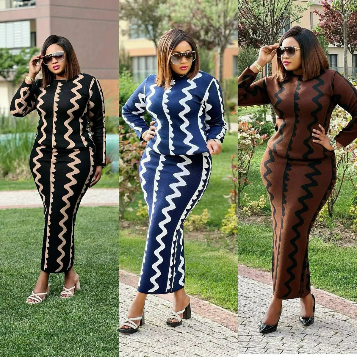 Bold Zigzag Knitted 2 Piece Set Elegant & Comfortable by Clarissas Boutique London