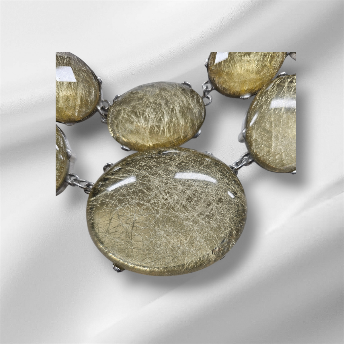 Gold Rutilated Quartz Statement Necklace by Clarissas Boutique London