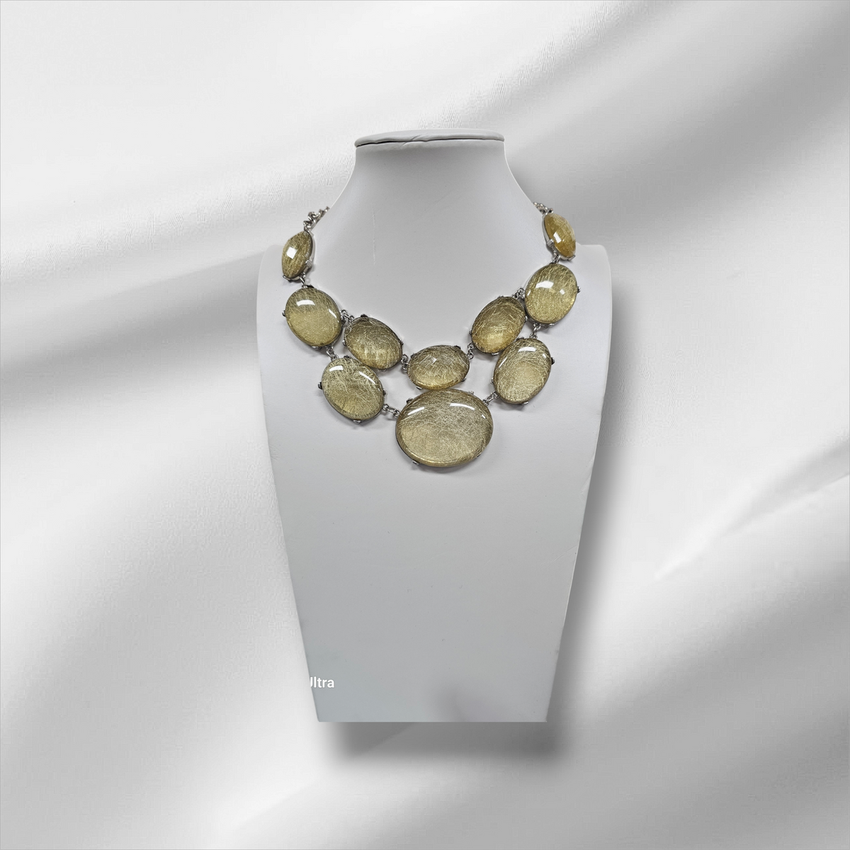 Gold Rutilated Quartz Statement Necklace by Clarissas Boutique London
