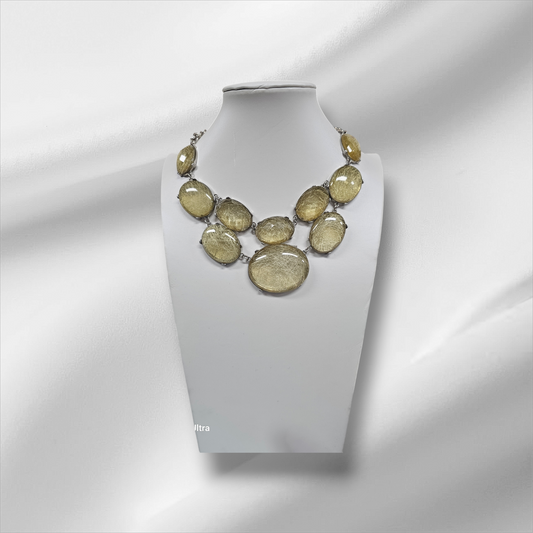 Gold Rutilated Quartz Statement Necklace by Clarissas Boutique London