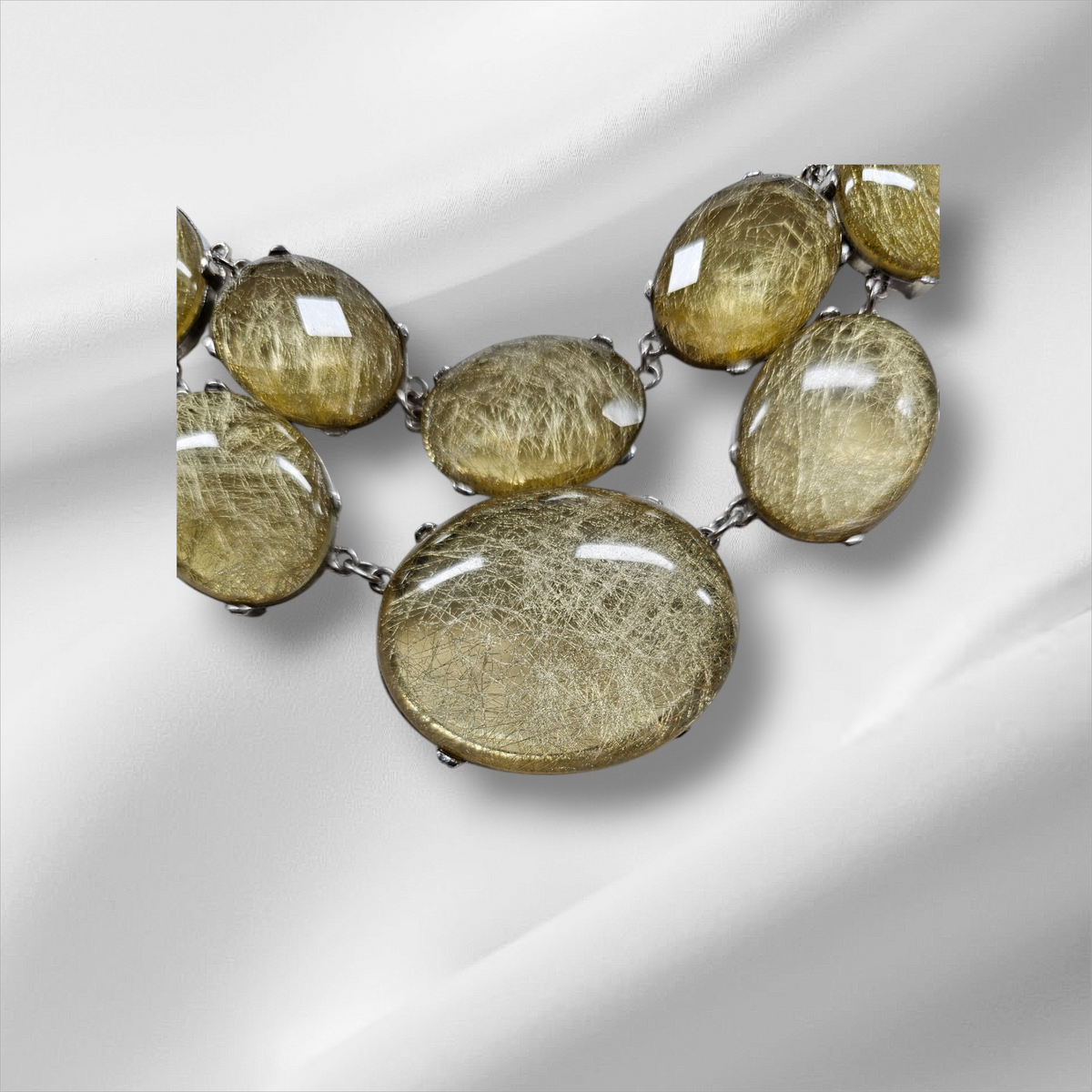 Gold Rutilated Quartz Statement Necklace by Clarissas Boutique London