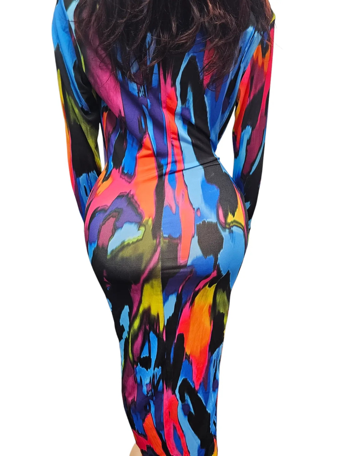 Bold & Beautiful Vibrant Padded Long Sleeve Ruched Wrap Midi Dress by Clarissas Boutique London