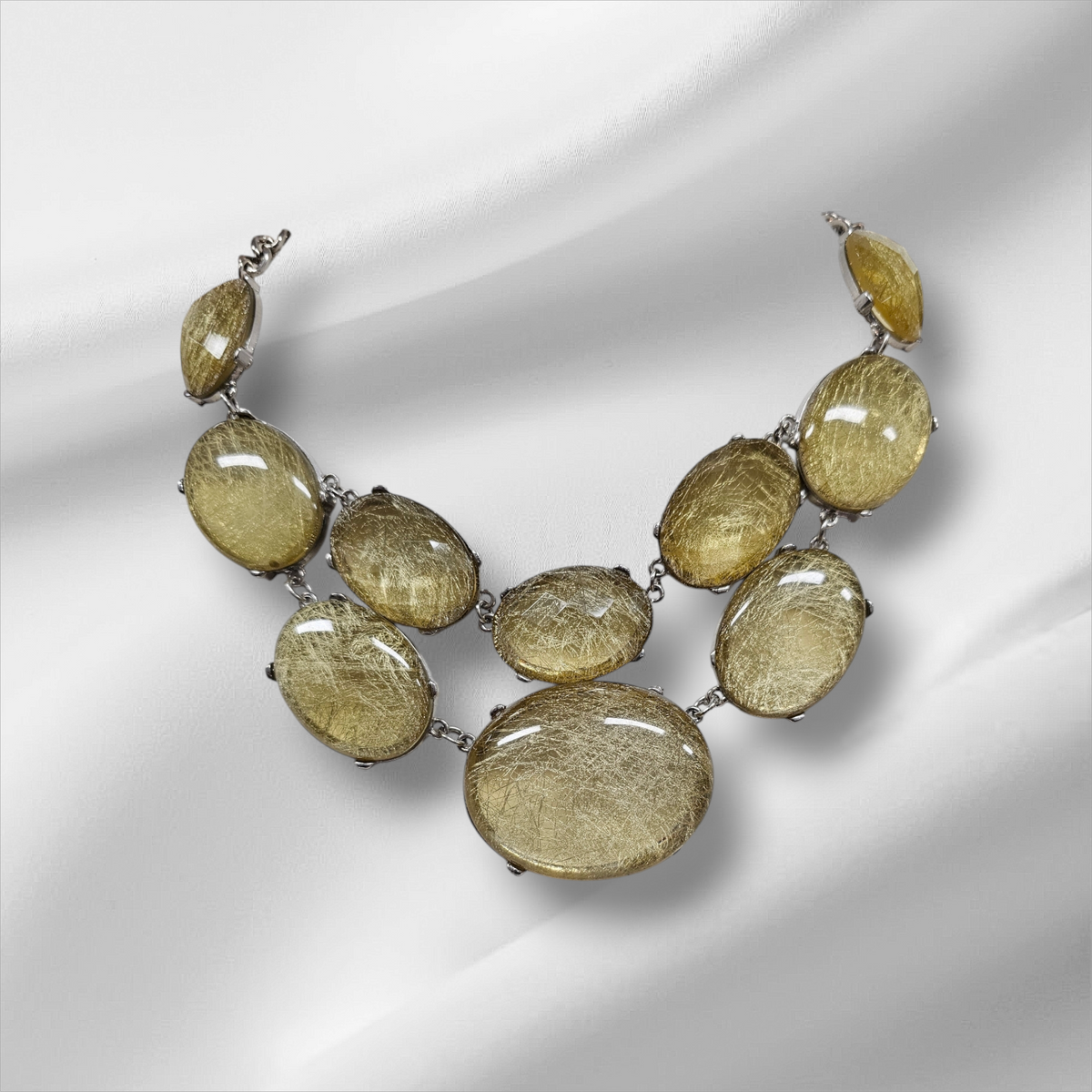 Gold Rutilated Quartz Statement Necklace by Clarissas Boutique London