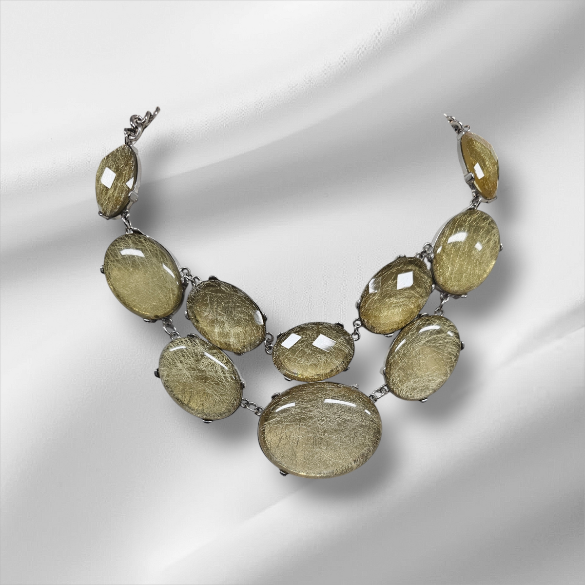 Gold Rutilated Quartz Statement Necklace by Clarissas Boutique London