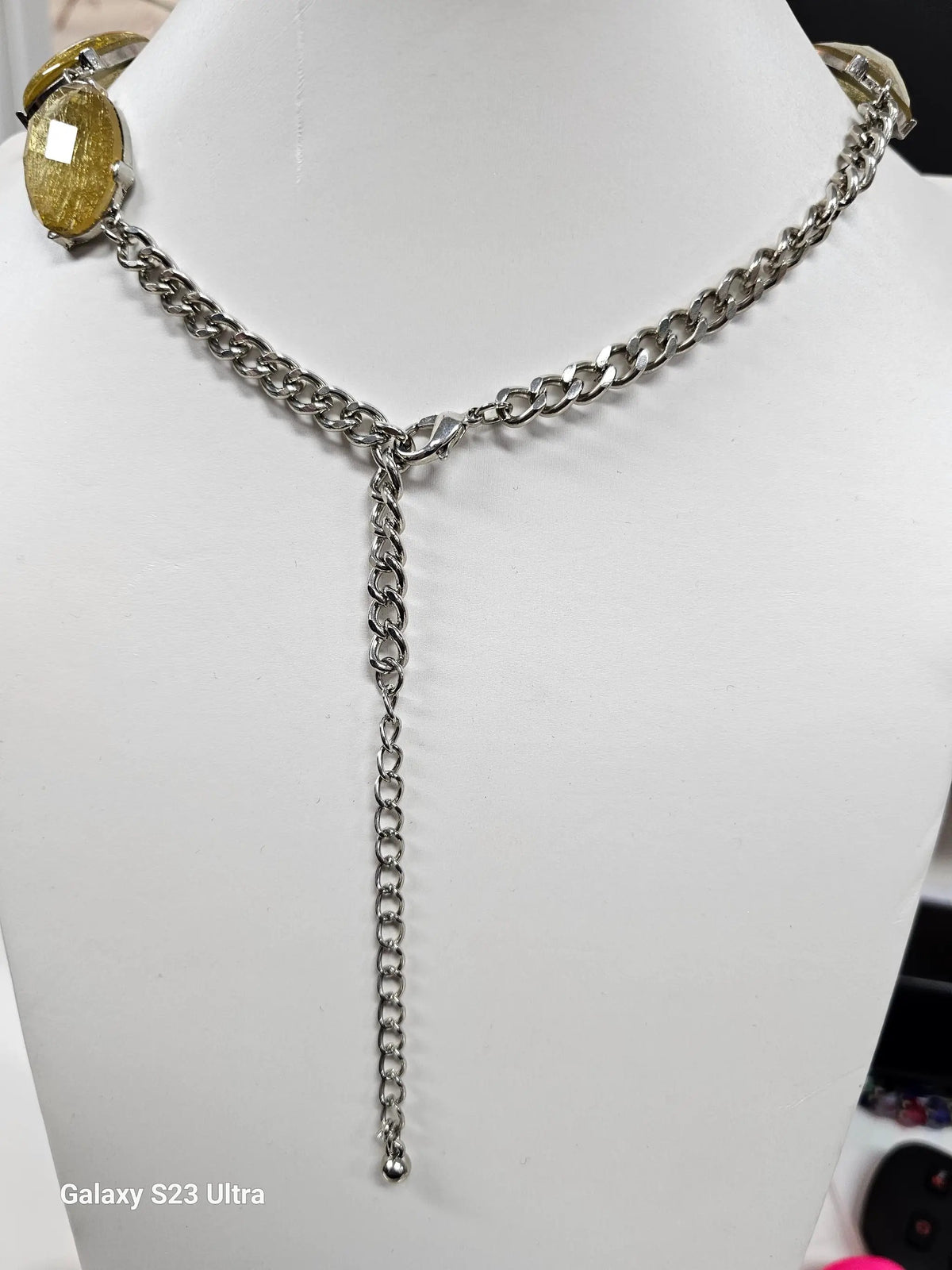 Gold Rutilated Quartz Statement Necklace by Clarissas Boutique London