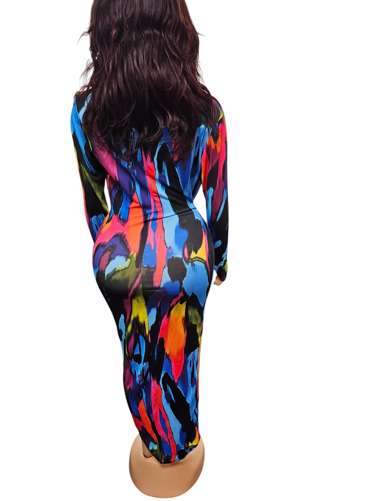Bold & Beautiful Vibrant Padded Long Sleeve Ruched Wrap Midi Dress by Clarissas Boutique London