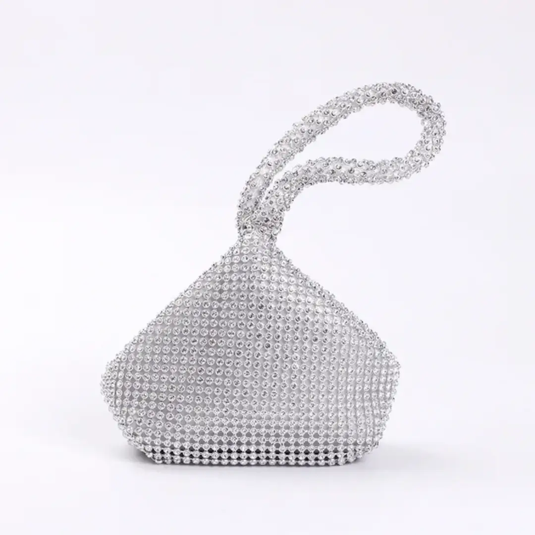Rose Gold Rhinestone Evening Clutch Glamorous Crystal Embellished Handbag For Special Occasions by Clarissas Boutique London