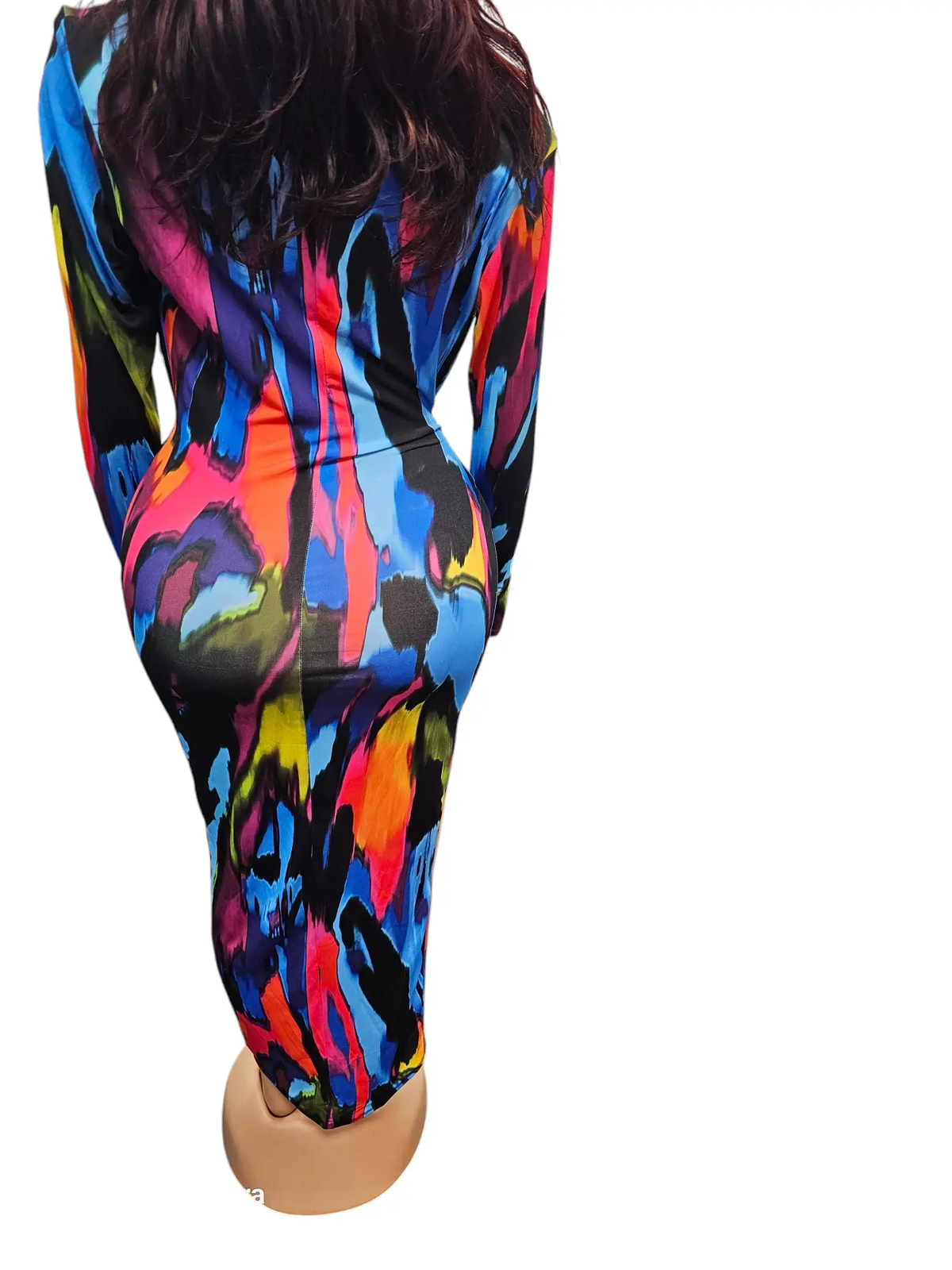 Bold & Beautiful Vibrant Padded Long Sleeve Ruched Wrap Midi Dress by Clarissas Boutique London