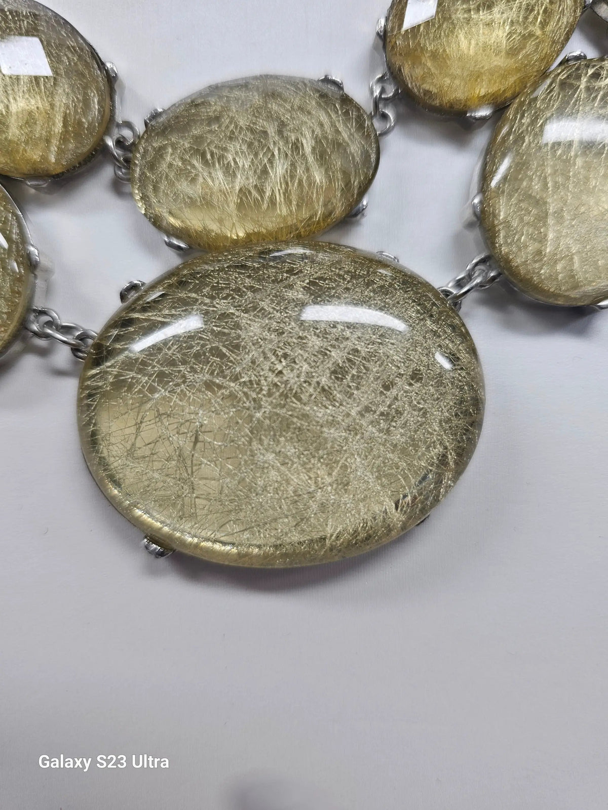Gold Rutilated Quartz Statement Necklace by Clarissas Boutique London
