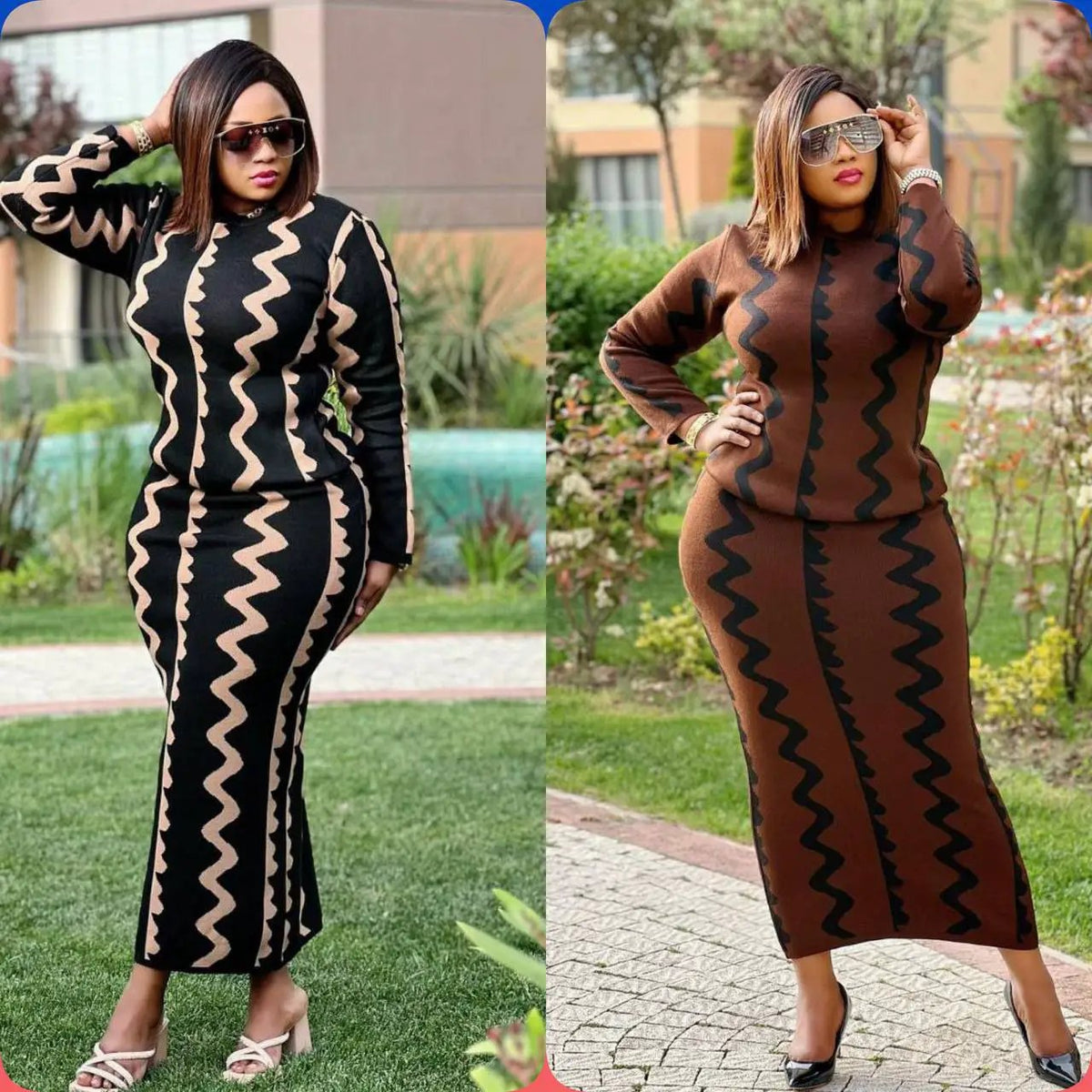 Bold Zigzag Knitted 2 Piece Set Elegant & Comfortable by Clarissas Boutique London