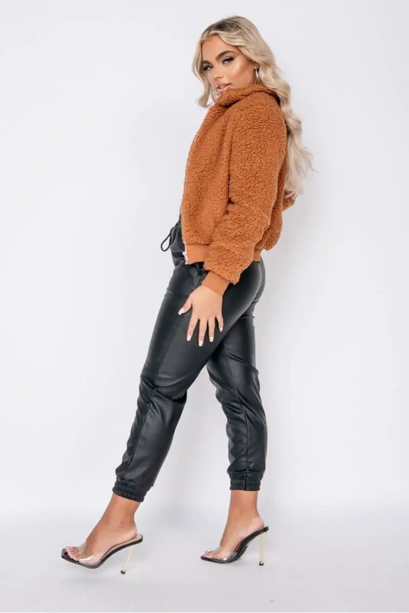 Rust Borg Fur Zip Front Bomber Jacket by Clarissas Boutique London