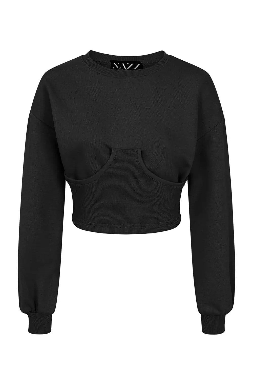 Sasha Black Under Bra Waisted Sweatshirt Tracksuit Set by Clarissas Boutique London