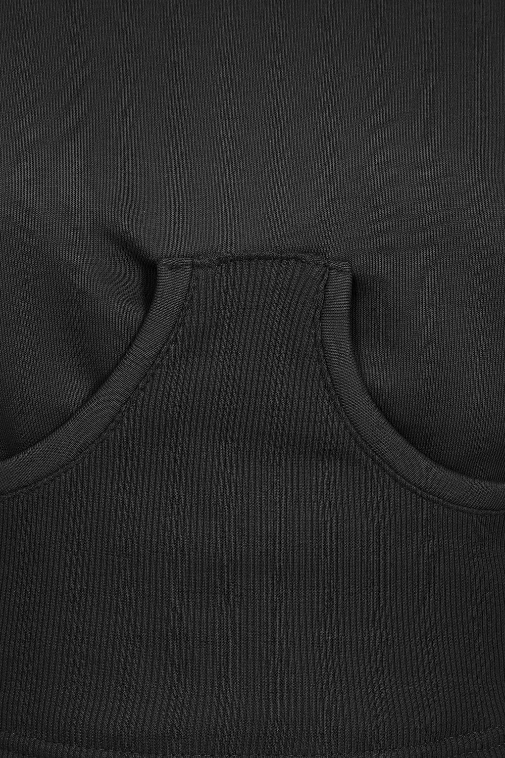 Sasha Black Under Bra Waisted Sweatshirt Tracksuit Set by Clarissas Boutique London