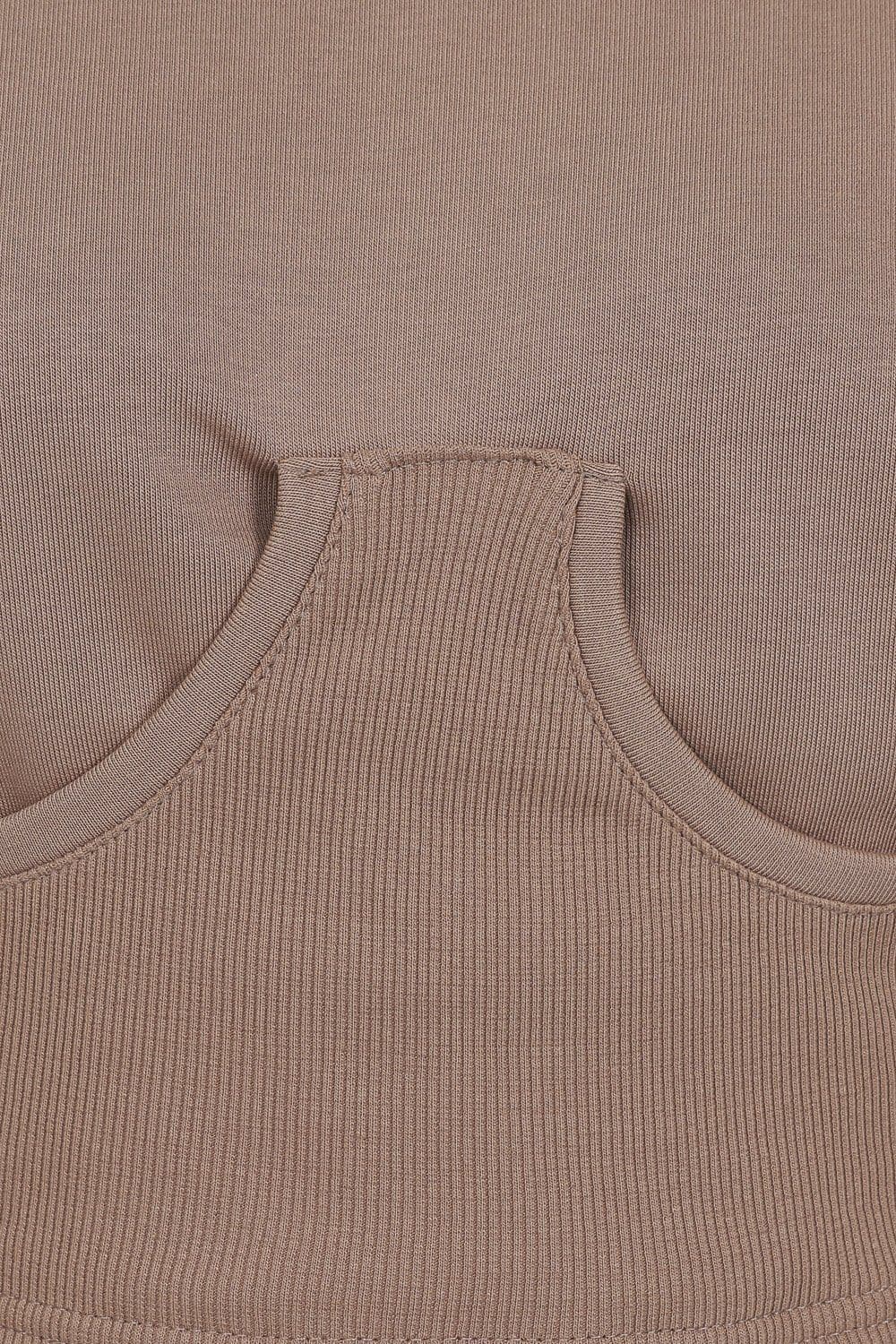 Sasha Taupe Under Bra Waisted Sweatshirt Tracksuit Set by Clarissas Boutique London