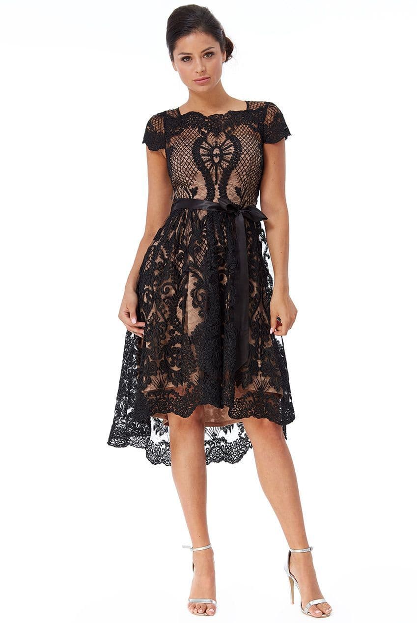 Scallop Hem Lace Midi Dress by Clarissas Boutique London