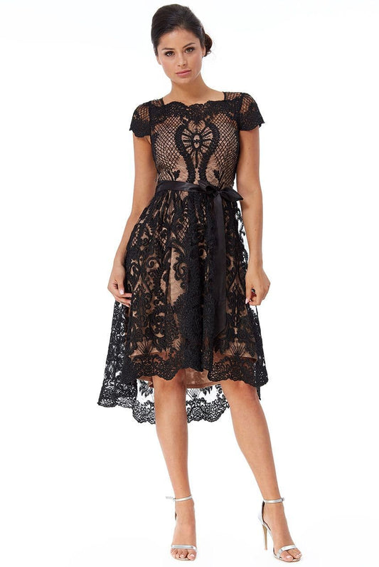 Scallop Hem Lace Midi Dress by Clarissas Boutique London