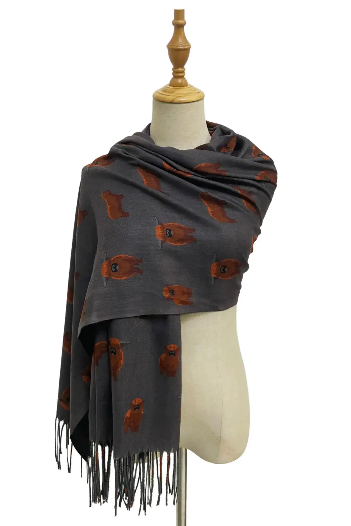 Scottish Highland Buffalo Tassel Scarf - Grey by Clarissas Boutique