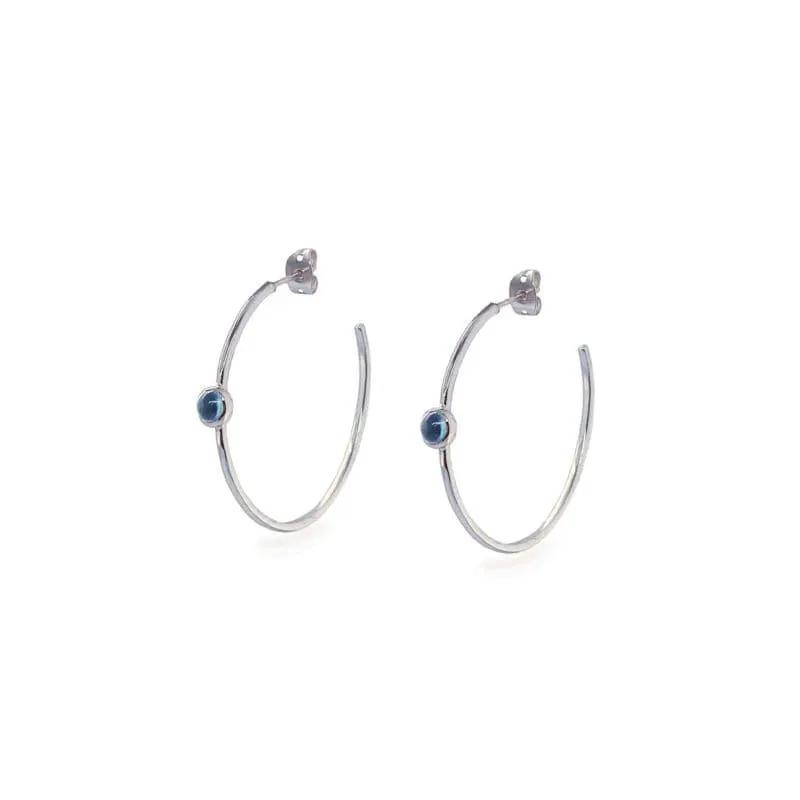 Seascape Iolite Cabuchon Hoop Earrings by Clarissas Boutique