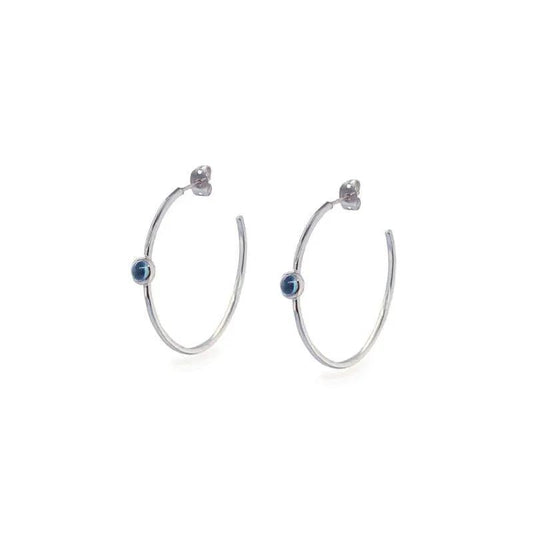 Seascape Iolite Cabuchon Hoop Earrings by Clarissas Boutique