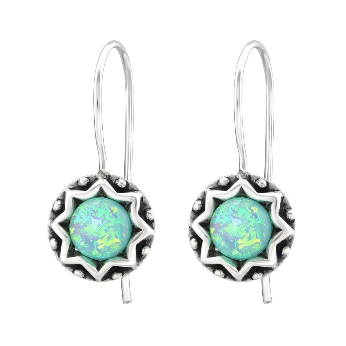 Semi Precious Green Opal Round - 925 Sterling Silver For Women's Gift Wedding Braids Maid, Birthday by Clarissas Boutique