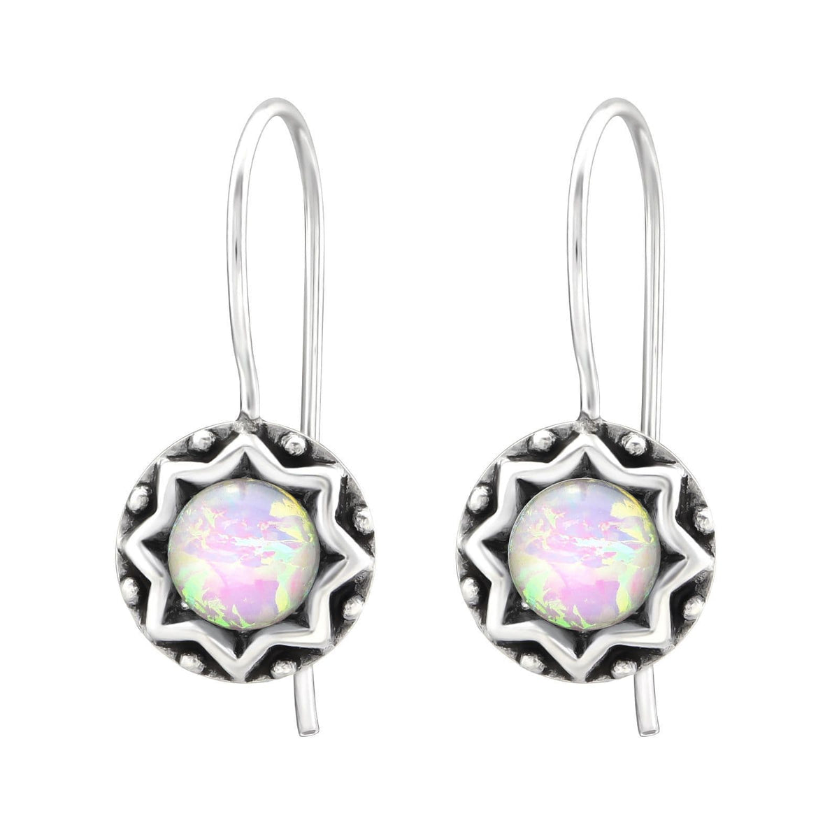 Semi Precious White Opal Round - 925 Sterling Silver For Women's Gift Wedding Braids Maid by Clarissas Boutique