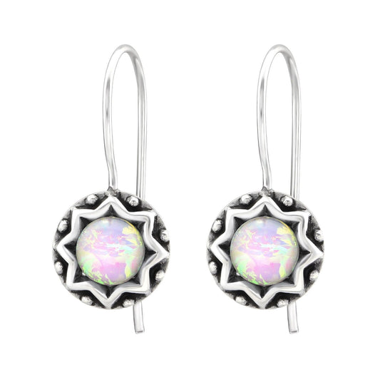 Semi Precious White Opal Round - 925 Sterling Silver For Women's Gift Wedding Braids Maid by Clarissas Boutique