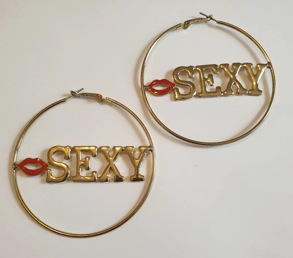 Sexy Red Lip Gold Colour Earring by Clarissas Boutique