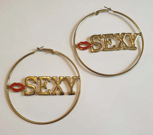 Sexy Red Lip Gold Colour Earring by Clarissas Boutique