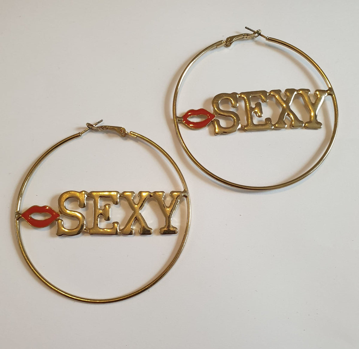 Sexy Red Lip Gold Colour Earring by Clarissas Boutique